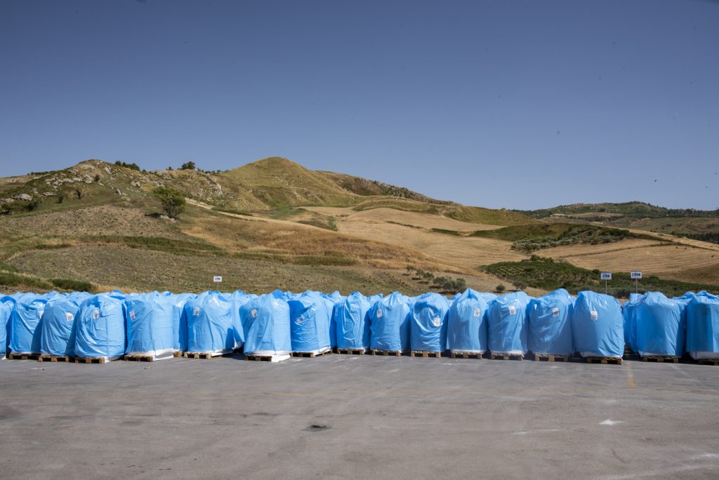 Salt stored in front of the salt hill